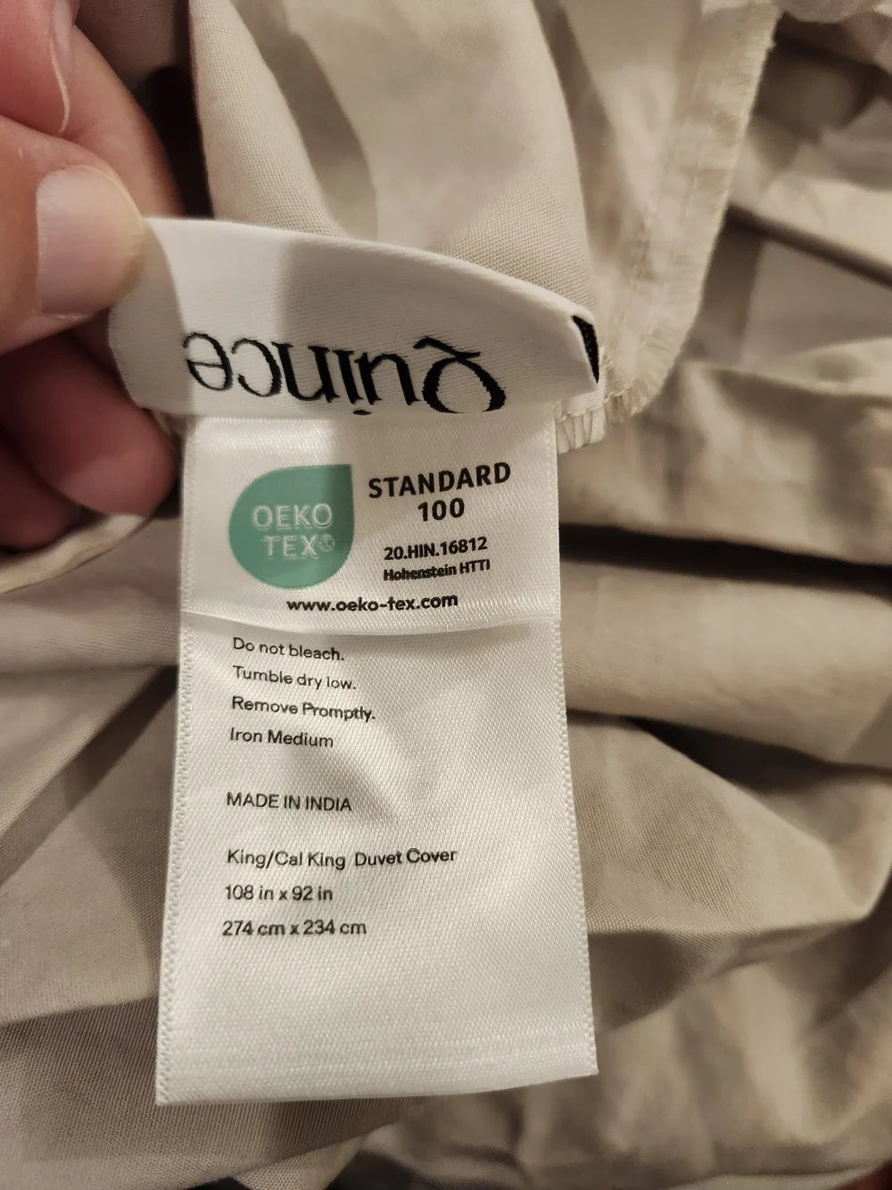 Quince Organic Crisp Percale King Cal King Duvet Cover Toffee